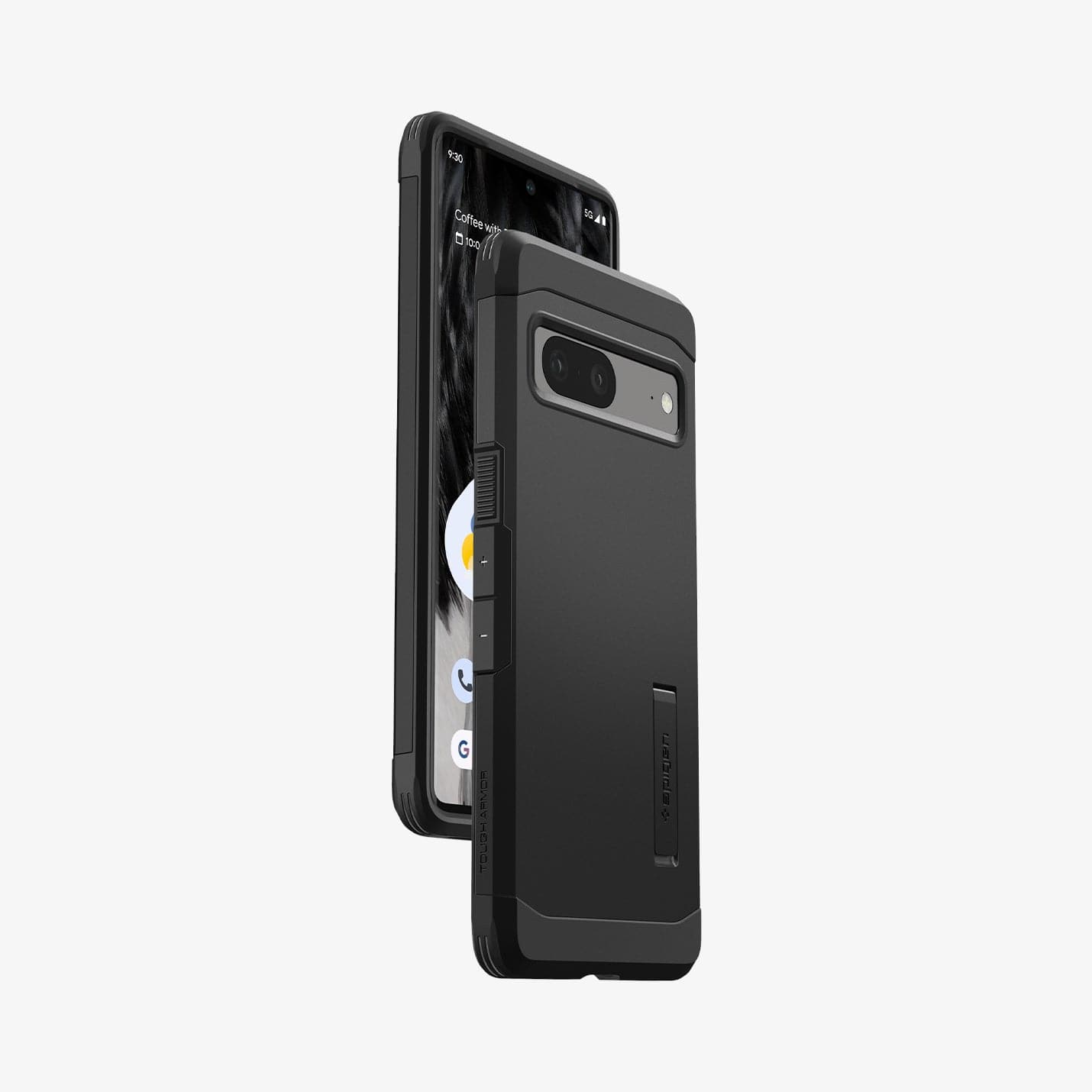 ACS04701 - Pixel 7 Case Tough Armor in black showing the sides, partial back and front