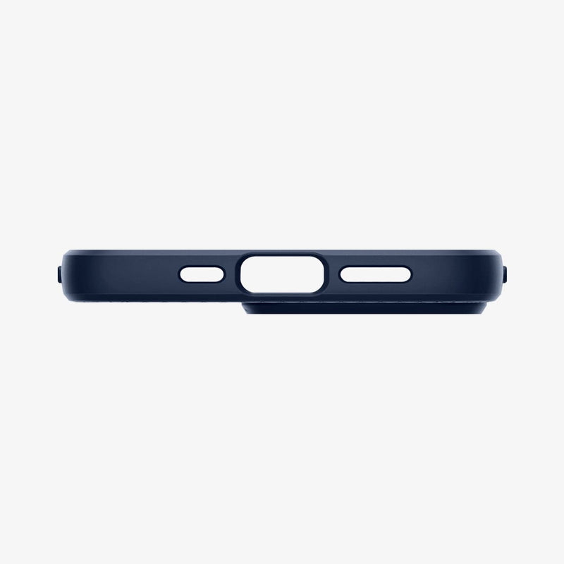 ACS03259 - iPhone 13 Pro Case Liquid Air in navy blue showing the bottom with precise cutouts