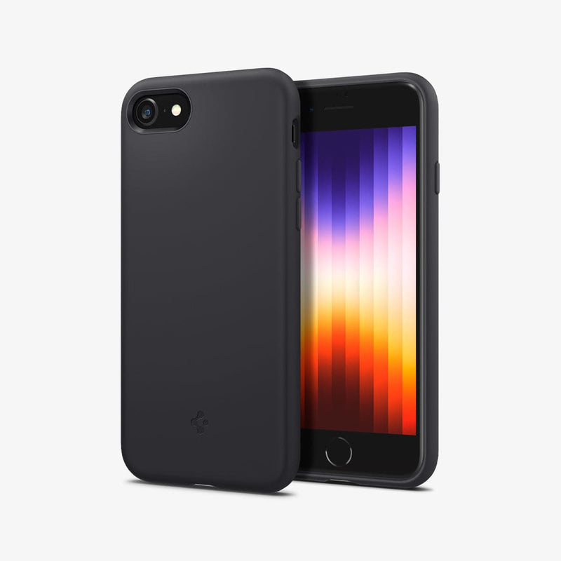 ACS04349 - iPhone 7 Series Silicone Fit Case in Black showing the back and partial front