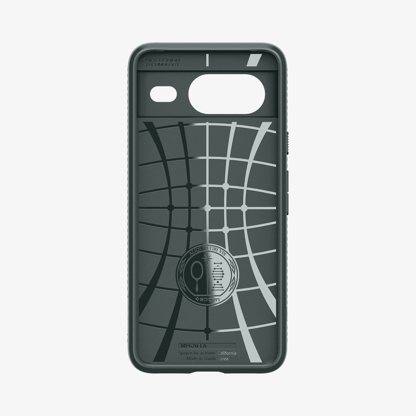 ACS06276 - Pixel 8 Case Liquid Air in Abyss Green showing the inner case with spider web pattern