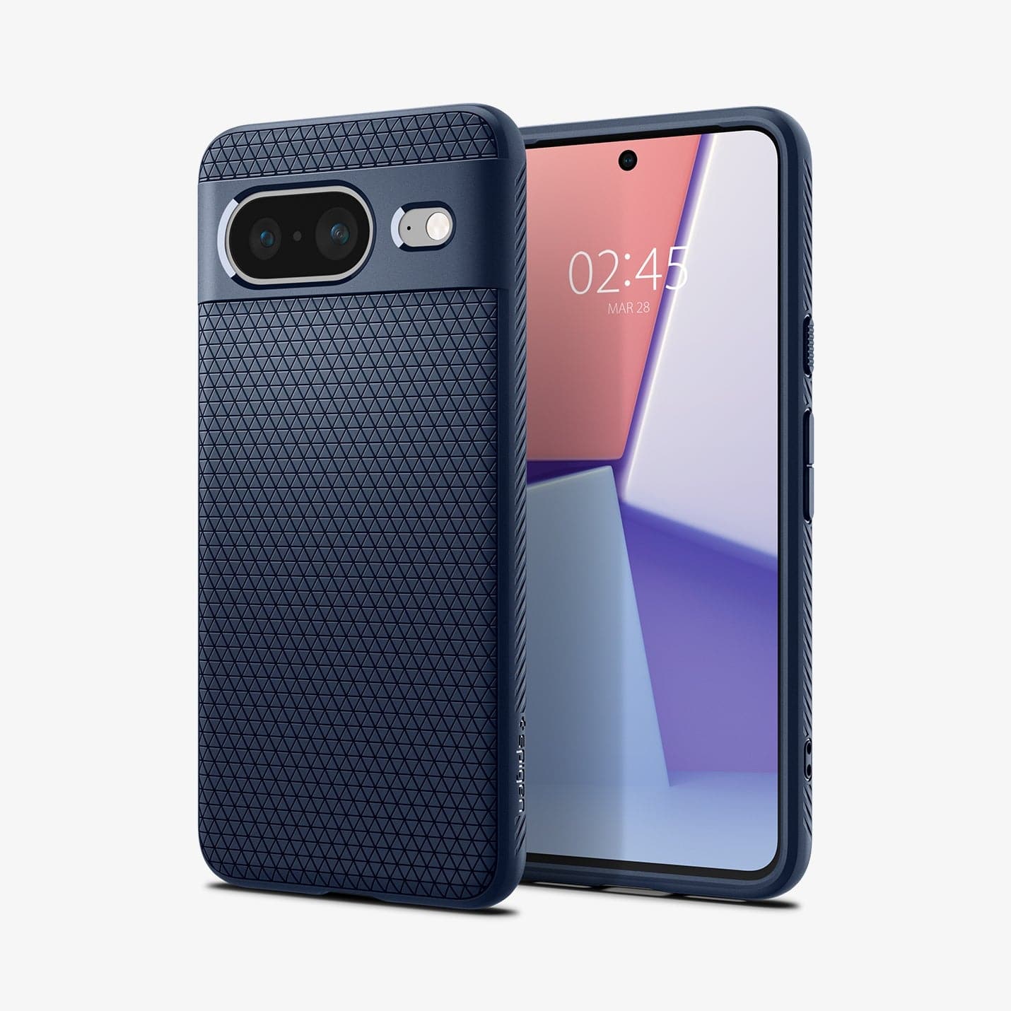 ACS06275 - Pixel 8 Case Liquid Air in navy blue showing the back and front