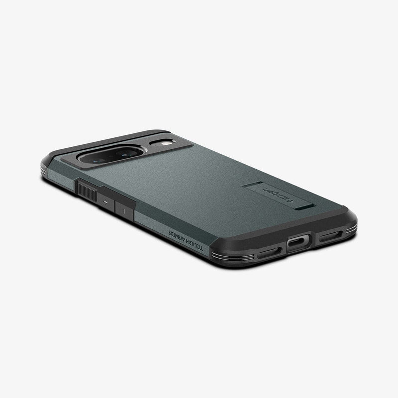 ACS06285 - Pixel 8 Case Tough Armor in abyss green showing the back, side and bottom