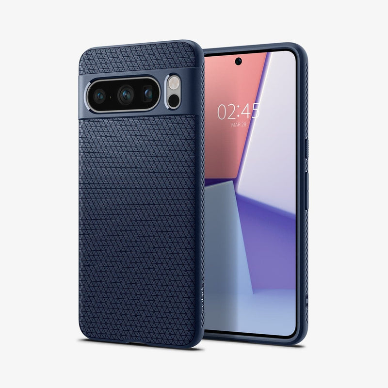 ACS06312 - Pixel 8 Pro Case Liquid Air in navy blue showing the back and front