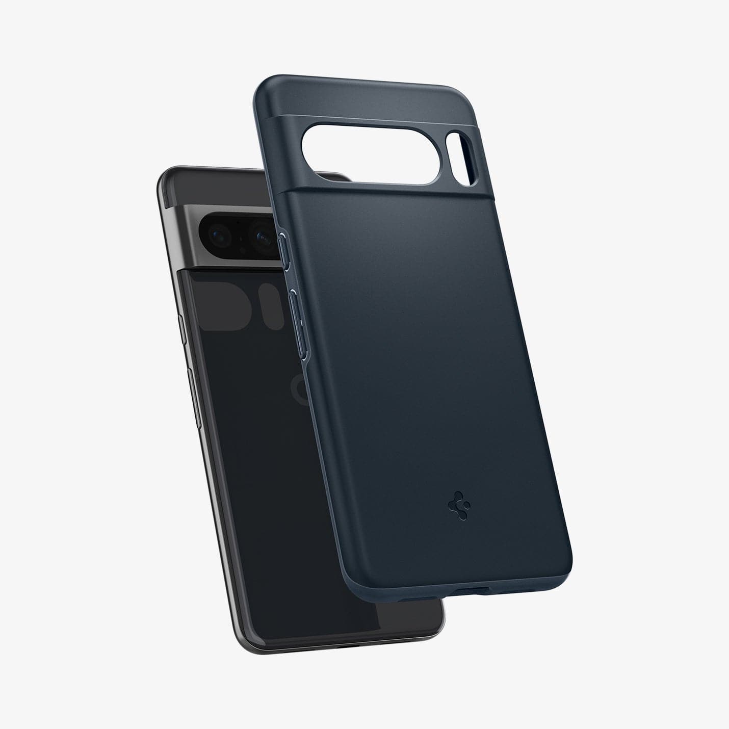 ACS06326 - Pixel 8 Pro Case Thin Fit in metal slate showing the back with case hovering away from device