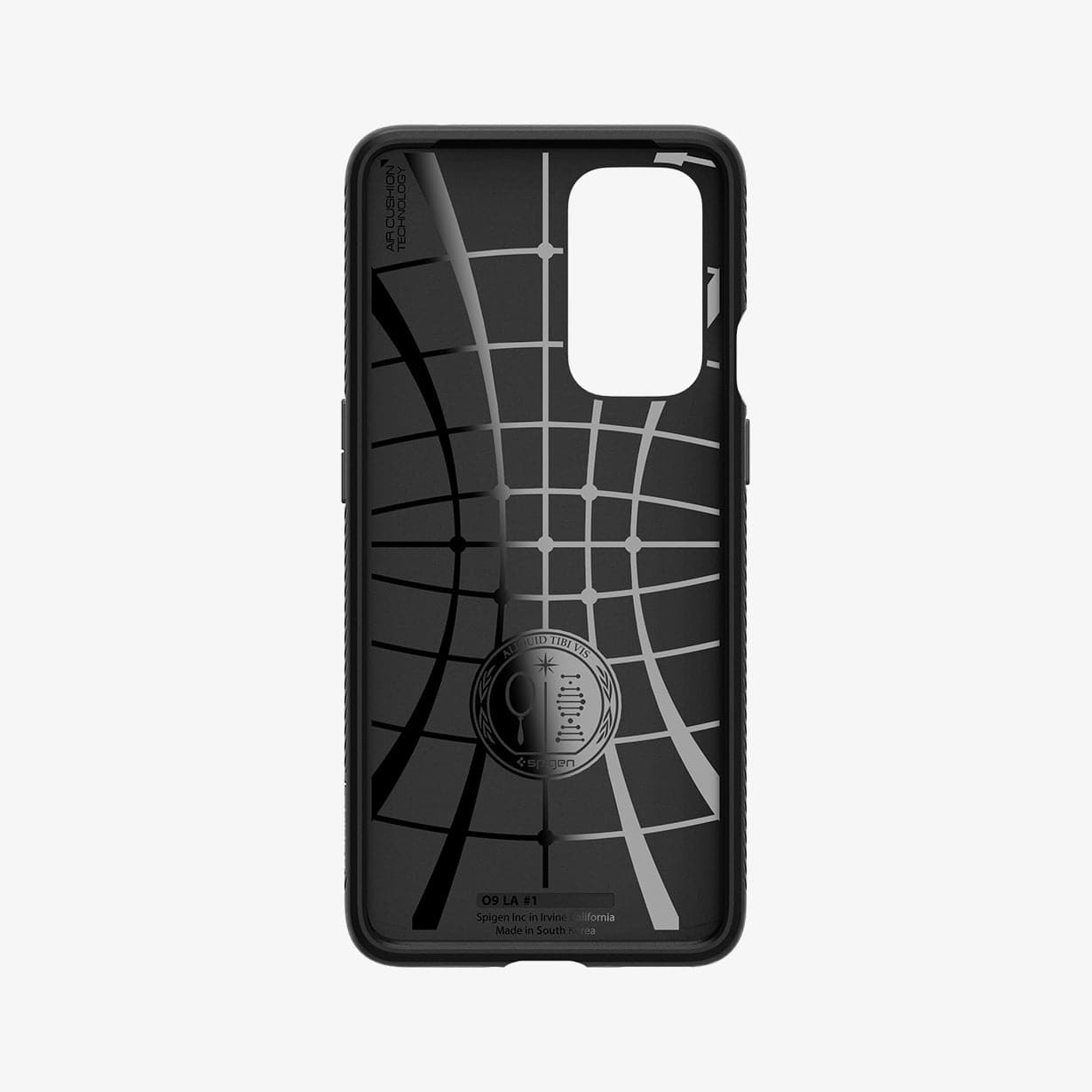 ACS02684 - OnePlus 9 5G Liquid Air Case in Matte Black showing the inner case with spider web pattern